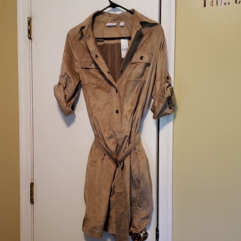 Faux suede knee length dress